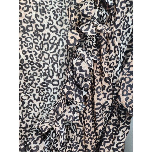 Y2K Violet & Claire Womens Top Large Brown Black Animal Print Fringe Whimsygoth - Picture 9 of 10